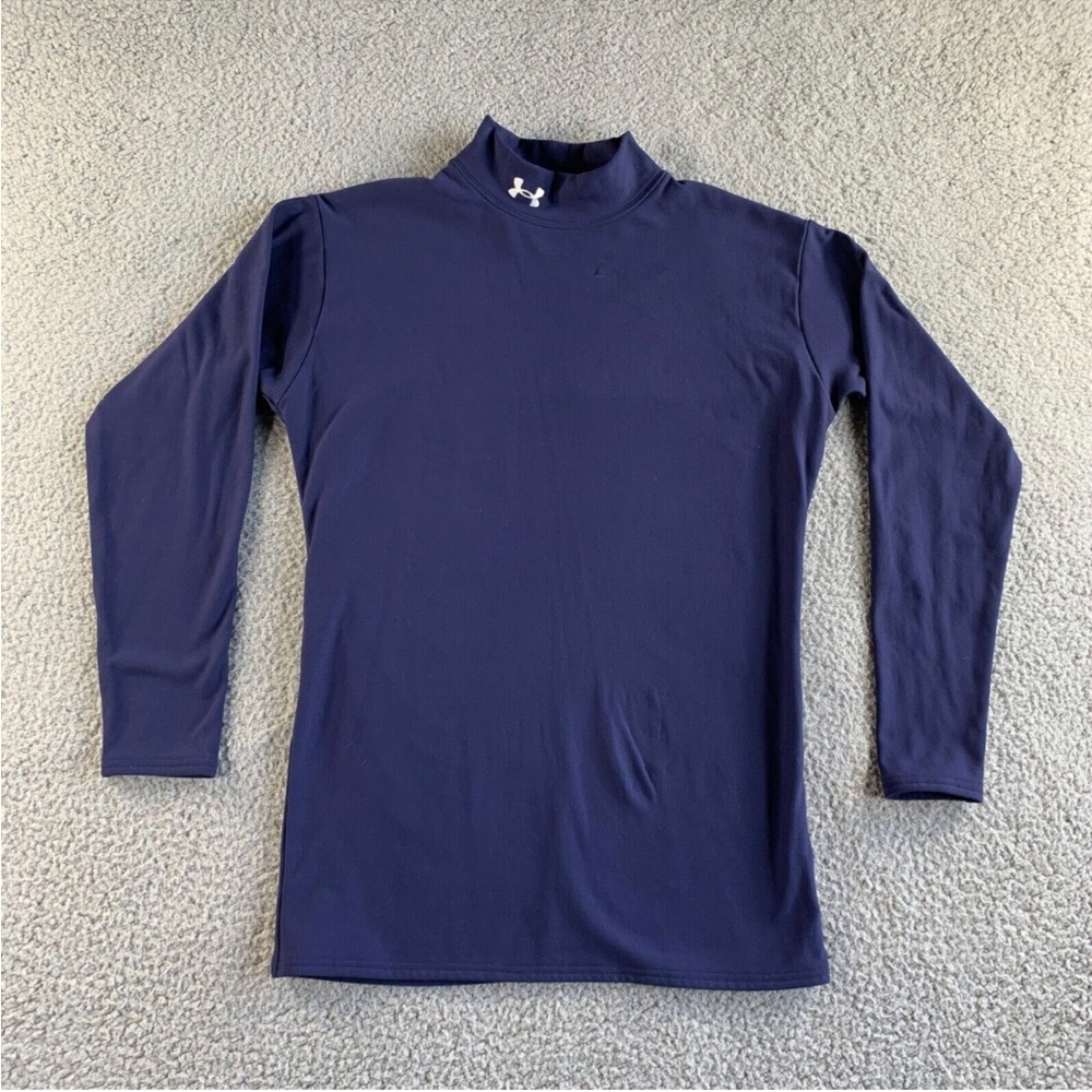 Under Armour Top Boys Medium Blue Compression Athletic Shirt Nylon Stretch